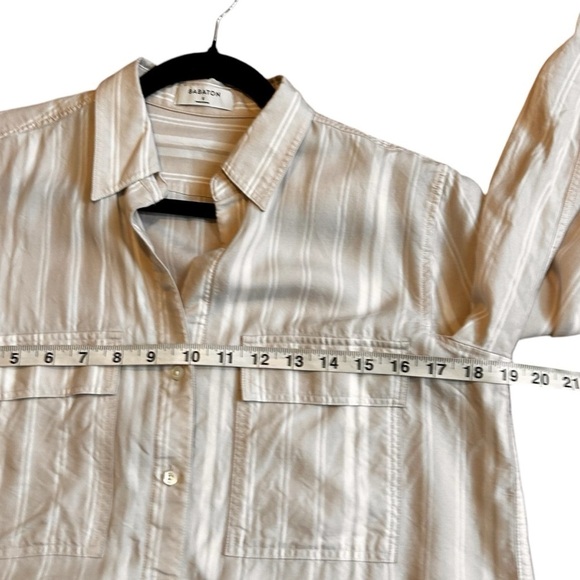 Aritzia Babaton Utility Shirt- Neutral Stripe Button Down Shirt- Small - Picture 13 of 14